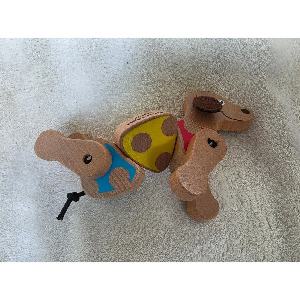Melissa & Doug Wooden Dachshund Puppy Pull Toy GH17170 Wiggling Dog Multicolor